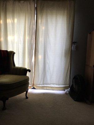 Shrunken curtains.