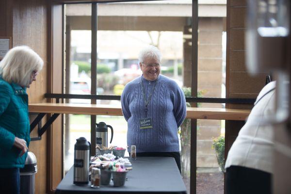 Coffee team served Sunday mornings.