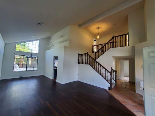 Interior painting. 
Ceilings, walls baseboards and handrail