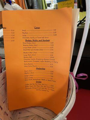 Dessert Menu