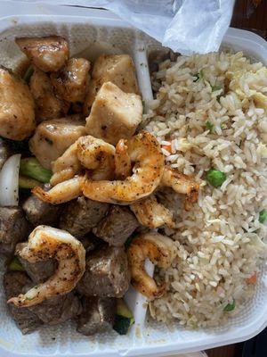 Chicken, Steak and Shrimp hibachi