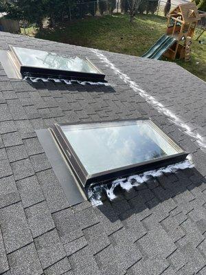 Some areas where the Sun don't hit the moss will grow quicker and it's important to treat your roof frequently to prevent this problems .