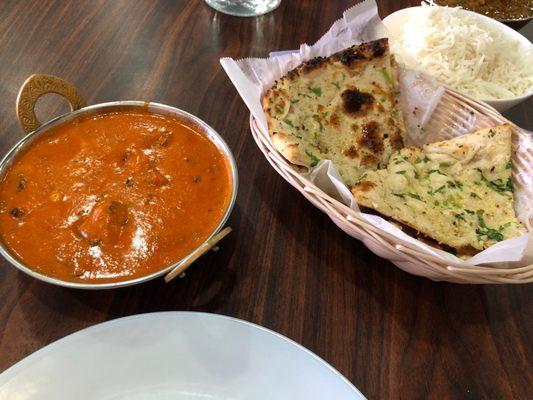 Butter Chicken Masala Garlic Naan