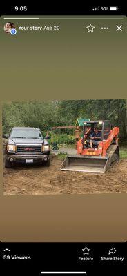 Working on leveling surface for a back yard full transformation 
Customer wanted a 400 linear ft retaining wall