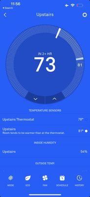 Thermostat reading at start of run