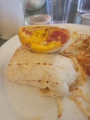 Delicious breakfast burrito