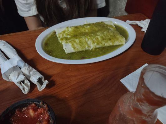 Beef burritos with salsa verde