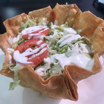 Veggie Taco Salad had a burnt taste to the shell