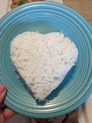 Jasmine rice in a heart shape!