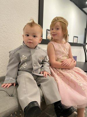 The Prince and princess anxiously waiting to see their castle