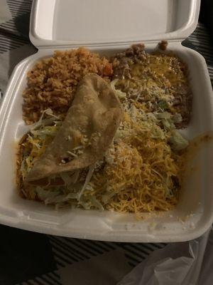 Chicken taco with enchilada plate