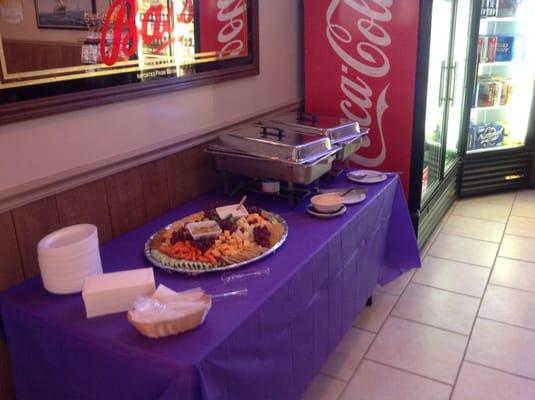 Complimentary appetizers at our fundraiser for the Alzheimer's Association