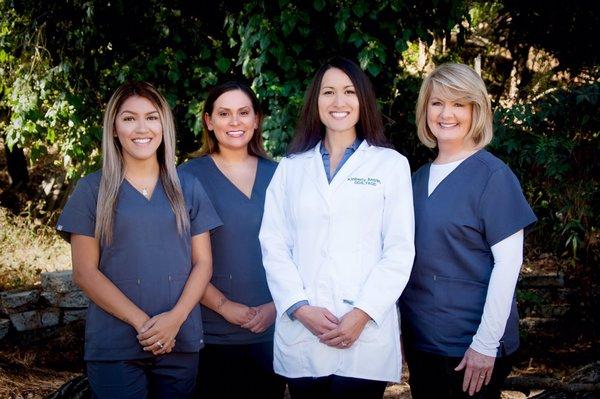 Crystal Patino, RDA; Sabrina Hernandez, RDA; Dr Kinberly Antrim, DDS; Leslie Bozzo, RDH