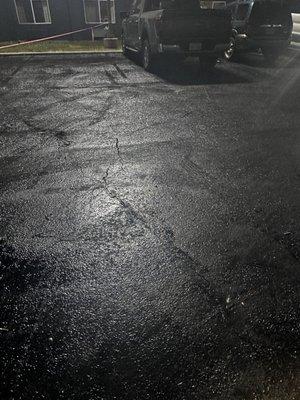 They didn't redo the parking lot- just poured tar over it that was transferred everywhere else. Including my car floorboards.