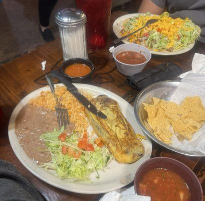 Chile Relleno platter, taco salad