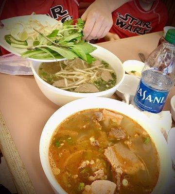 Bun Bohue & Phò...  - perfect tender & tasty beef & tendons.  - Perfect seasoned broth for both