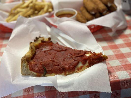 Pepperoni deep dish Chicago style