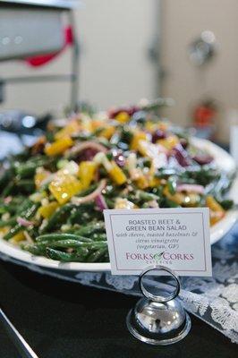 Roasted beet and green bean salad with hazelnuts and chevre