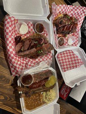 3 meat loaded potatoes, 3 meat plate