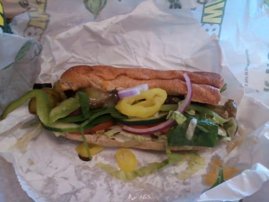 Six-inch veggie sub