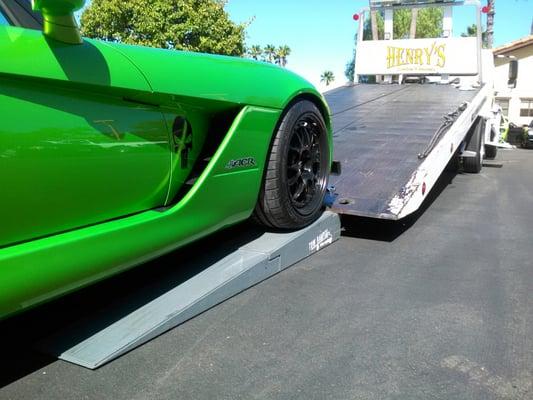 Here at Henry's Towing we use the proper equipment to safely load & unload custom and lowered vehicles.