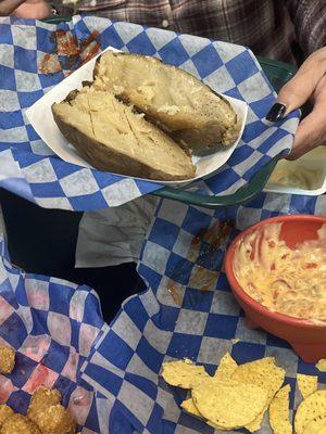 The old baked potato was unappetizing and hard to want to eat.