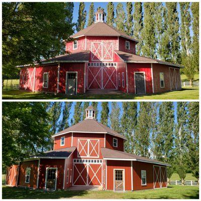 Before and after pics of 8-sided barn.