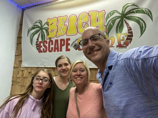 Me and my family at Beach Escape Rooms.