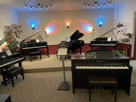 Digital and acoustic pianos.