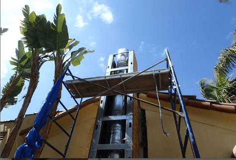 Chimney Rebuild: Pipe, Metal Frame, Start of Plywood Chase