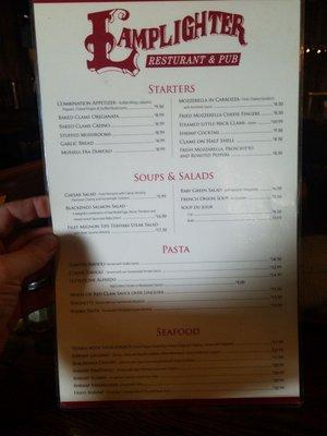 A bad photo of the regular menu