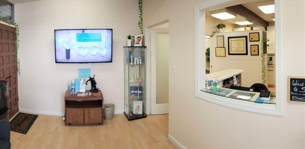 A quick view of the patient reception area. We reserve a schedule for each patient so there is never a wait.