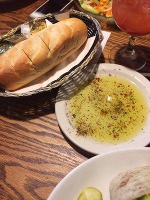 Complimentary bread and oil dip