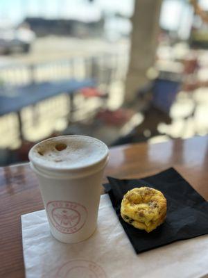 Cappy and a bacon egg bite. Yum!