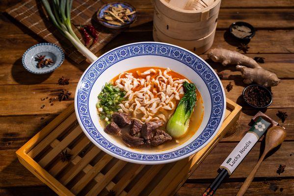 Lucky Beef Noodle (Spicy Broth)