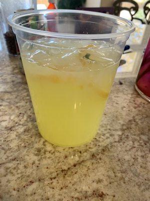 New large size of the homemade orange & mint lemonade that's better than 25 year old scotch.   Truly delicious & refreshing.