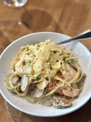 Creamy Shrimp Linguini add sausage