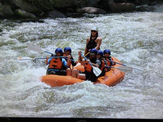 Going through the rapids with our guide Tristan!