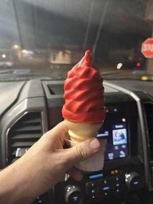 Cherry dipped cone.