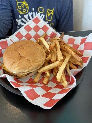 Cheeseburger and fries