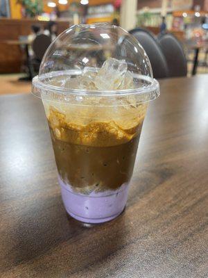 Vietnamese iced coffee with taro