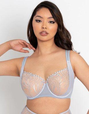 Fallen Angel Balcony Bra in Silver Blue