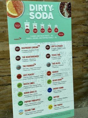 Dirty Soda Menu