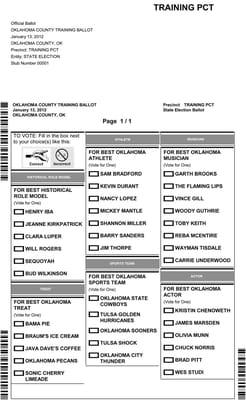 Full service Ballot printing from Royal Printing Company, 1830 NW 4th Dr.,  Oklahoma City, Oklahoma 73106