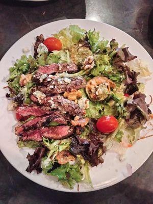 Surf and Turf Mixed Greens Salad with Pesto dressing