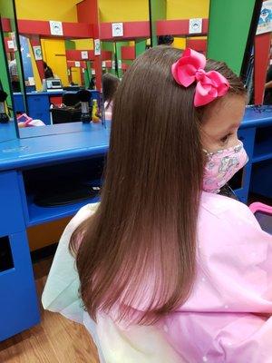 Girl's long haircut