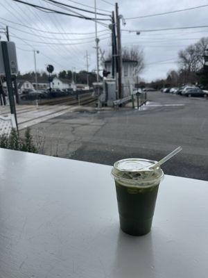 Iced Matcha with oat milk