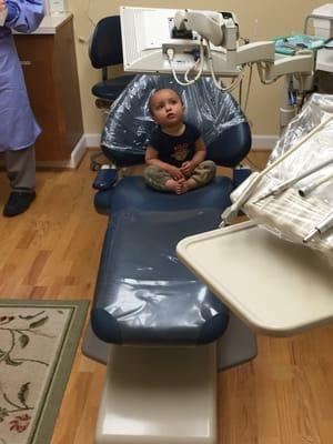 This little guys 1st dental cleaning.  Teach them young and they will always want to come in for a cleaning.