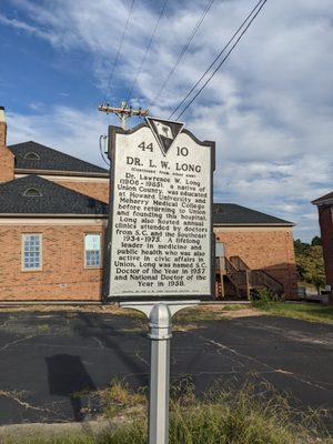 Dr. L. W. Long Historical Marker, Union