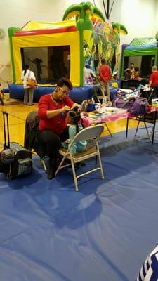 Face painting at the lunch with Santa